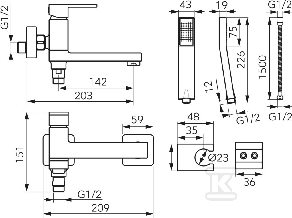 Bateria wannowa ZICCO z przełącznikiem - BZI11R